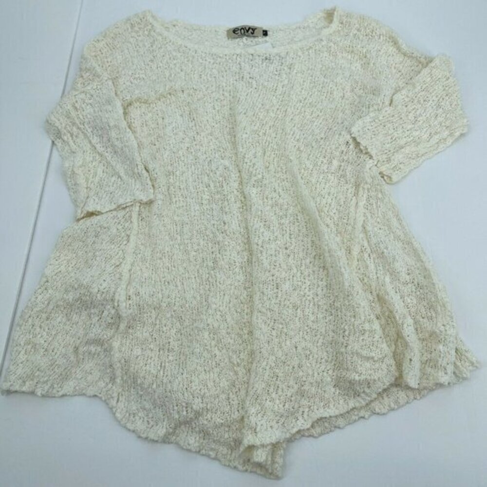 Envy Sweater Large Womens Casual Knit Seaside Breeze Sweater Textured White New